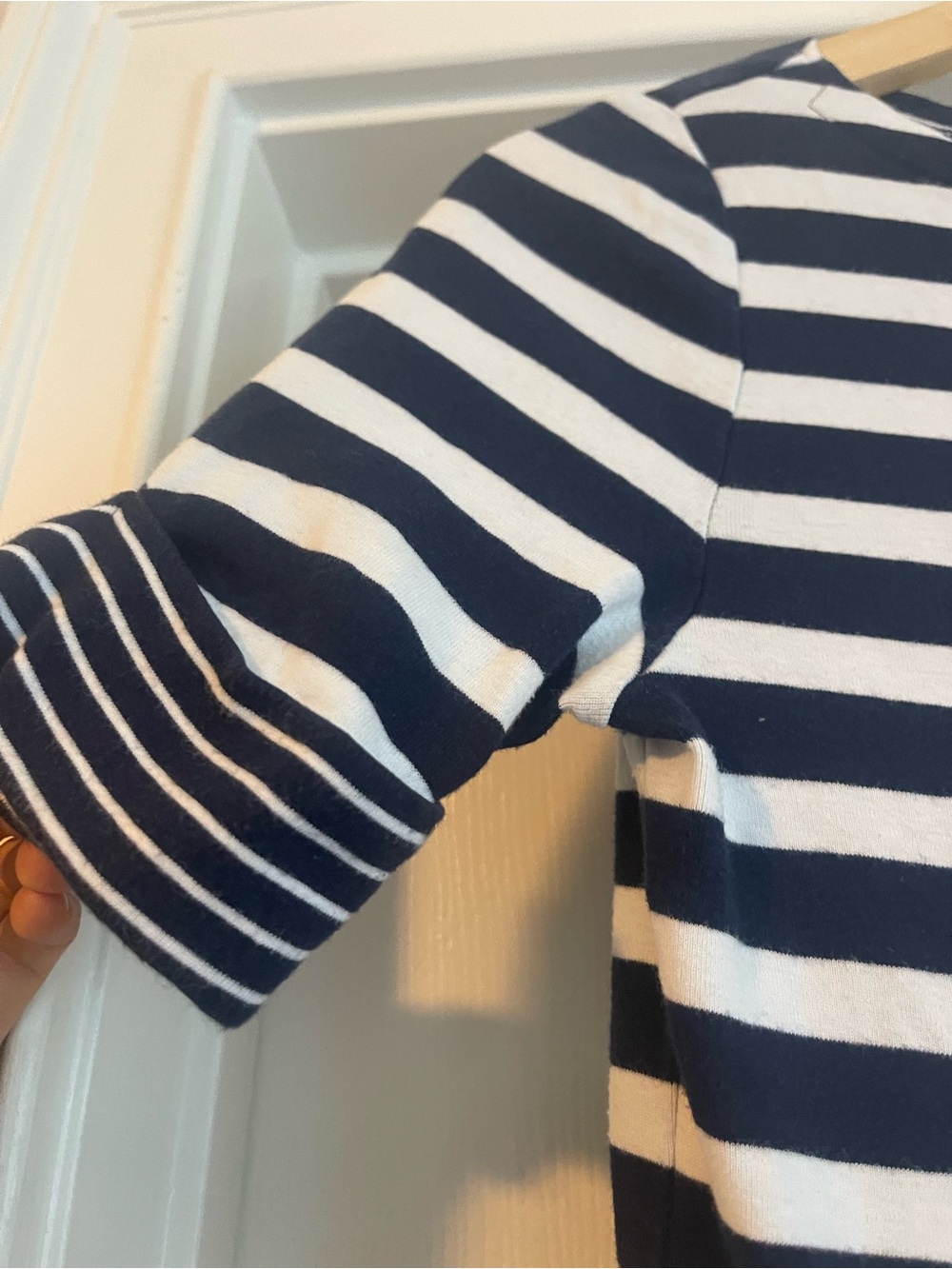 Lauren Ralph Lauren Navy and White Striped Boatneck Tee - Picture 2 of 4